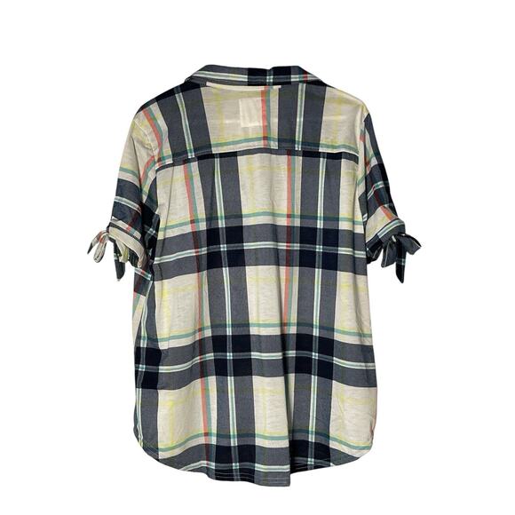 New York Laundry Womens Top Shirt Blouse Size Plaid Short Sleeve Size XL - Picture 2 of 7